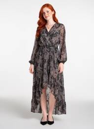 Robe longue manches longues manches longues noir ARCHIE LOVE femme