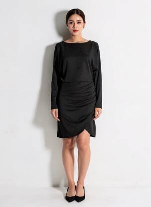 Robe courte manches longues manches longues noir B.YOUNG femme