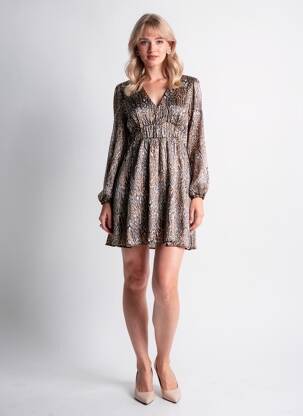 Robe courte manches longues manches longues marron MOLLY BRACKEN femme