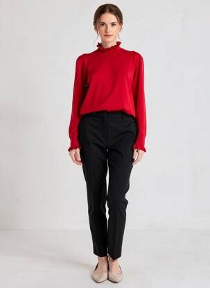 Pull stretch manches longues rouge FENU femme