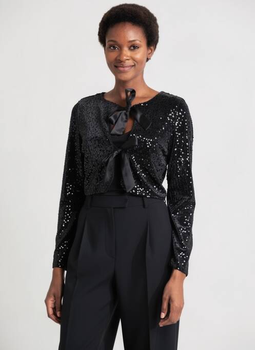 Boléro effet matière satinée noir J&L femme