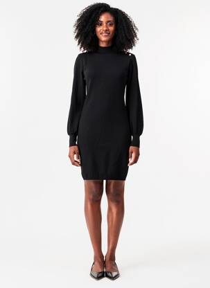 Robe pull col col montant manches longues noir MOLLY BRACKEN femme