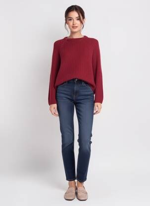 Pull stretch manches longues rouge PAKO LITTO femme