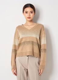 Pull col v manches longues marron PAKO LITTO femme