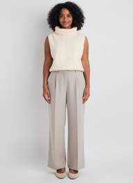 Pull col roulé stretch sans manche beige MOLLY BRACKEN femme
