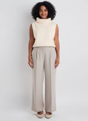 Pull col roulé stretch sans manche beige MOLLY BRACKEN femme