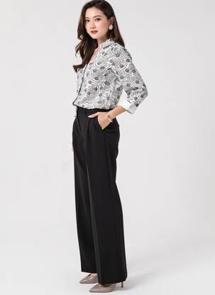 Chemisier coupe cintrée manches 3/4 noir WHITE STUFF femme