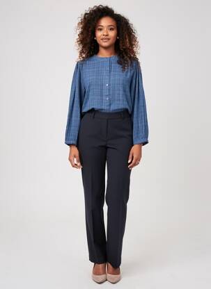 Chemisier tissage crêpe manches longues bleu INDI & COLD femme