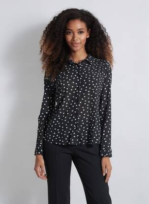 Chemisier coupe cintrée manches longues noir INDI & COLD femme