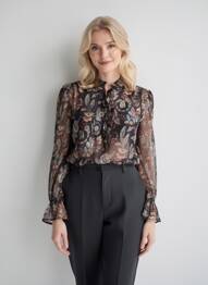 Blouse légère et transparente manches longues noir MOLLY BRACKEN femme