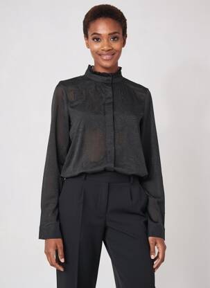 Chemisier tissage crêpe manches longues noir MOLLY BRACKEN femme