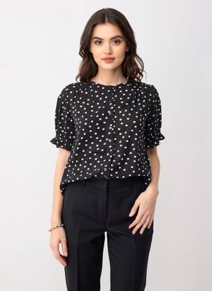 Chemisier manches courtes manches courtes noir INDI & COLD femme