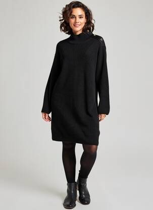 Robe pull stretch manches longues noir LA FEE MARABOUTEE femme