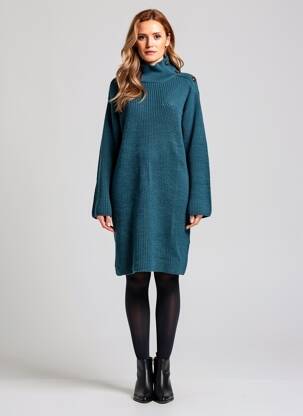 Robe pull stretch manches longues bleu LA FEE MARABOUTEE femme