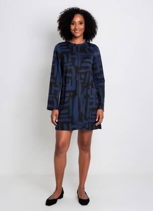 Robe courte manches longues manches longues bleu LA FEE MARABOUTEE femme