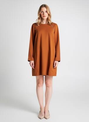 Robe courte manches longues manches longues marron LA FEE MARABOUTEE femme
