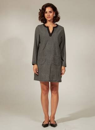 Robe courte manches longues manches longues noir LA FEE MARABOUTEE femme