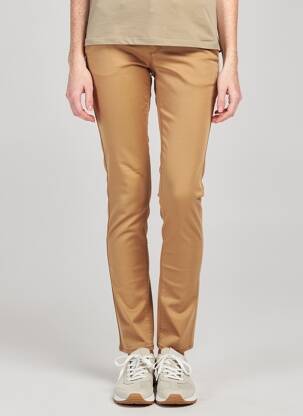 Pantalon chino fermeture zippée sous rabat boutonné taille normale marron HAPPY femme