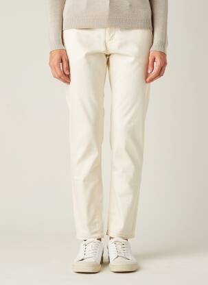 Pantalon chino fermeture zippée sous rabat boutonné taille normale beige HAPPY femme