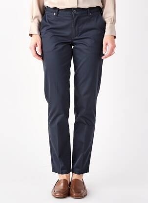Pantalon chino fermeture zippée sous rabat boutonné taille normale bleu HAPPY femme