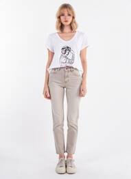 T-shirt sérigraphie floquée manches courtes blanc ROSE GARDEN femme