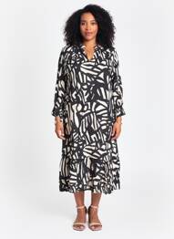 Robe mi-longue coupe fluide manches 3/4 noir POMODORO femme