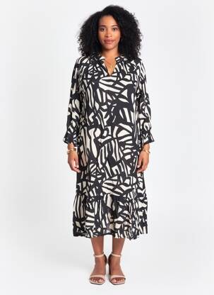Robe mi-longue manches 3/4 manches 3/4 noir POMODORO femme