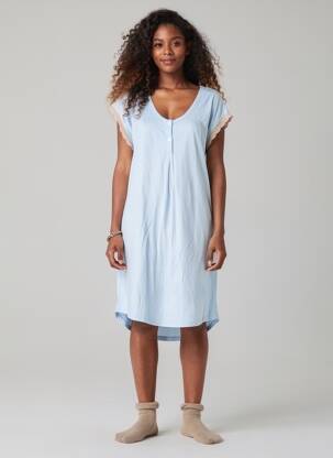 Chemise de nuit imprimé pois bleu IMPETUS femme