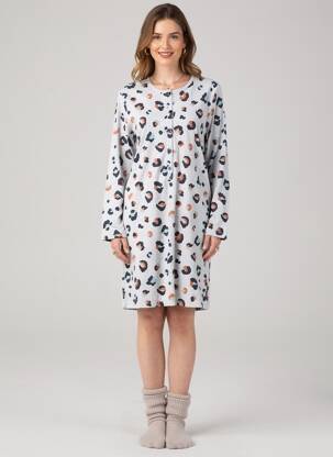 Chemise de nuit manches longues gris IMPETUS femme