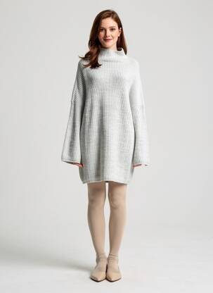 Robe pull resserrée sur le bas manches longues gris DRESS ADDICT femme