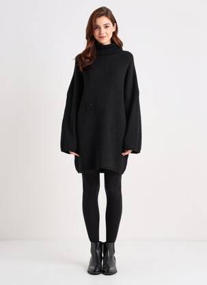 Robe pull resserrée sur le bas manches longues noir DRESS ADDICT femme