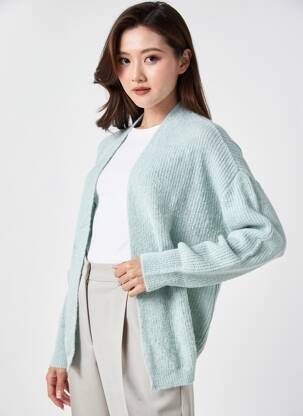 Gilet manches longues resserrée sur le bas vert DRESS ADDICT femme