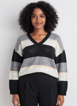 Pull col v manches longues noir DRESS ADDICT femme