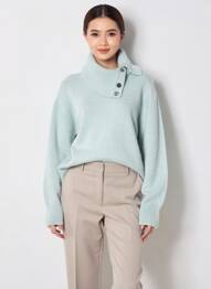Pull col roulé stretch manches longues vert DRESS ADDICT femme