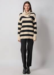 Pull col roulé stretch manches longues noir DRESS ADDICT femme