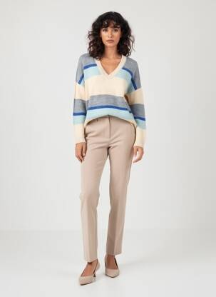 Pull col v manches longues bleu DRESS ADDICT femme