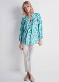 Tunique manches longues imprimé fantaisie bleu POMODORO femme