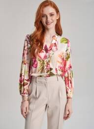 Chemisier imprimé fleurs manches longues rose POMODORO femme