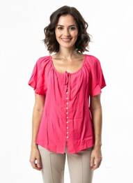 Chemisier manches courtes manches courtes rose POMODORO femme