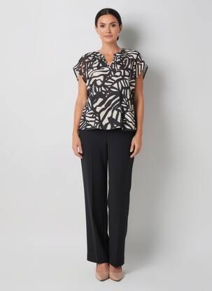 Blouse tissage popeline manches courtes noir POMODORO femme