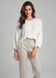Blouse col rond manches 3/4 beige CISO femme