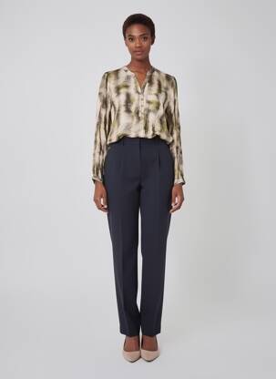 Blouse poignets boutonnés avec fente manches longues vert CISO femme