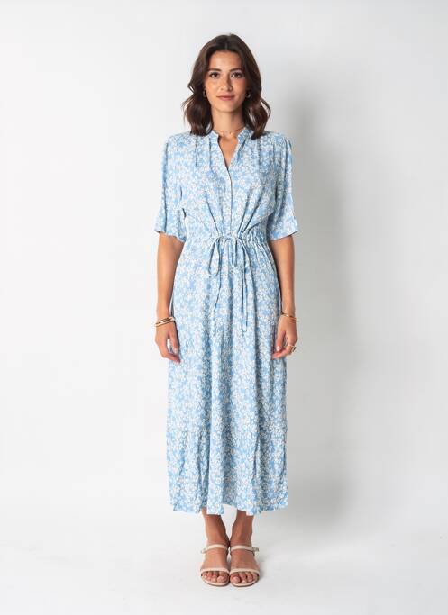 Robe longue manches courtes manches courtes bleu POMODORO femme