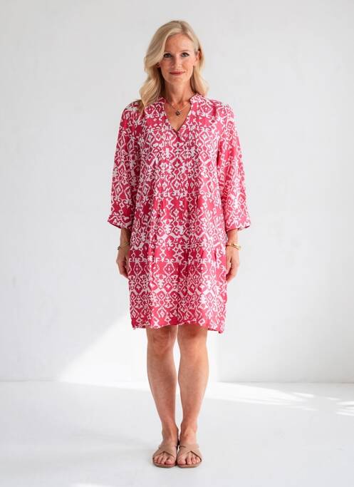 Robe courte manches longues manches longues rose POMODORO femme