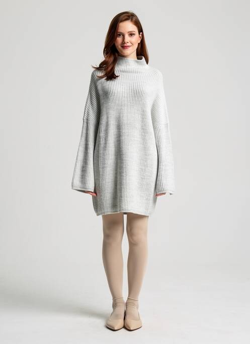 Robe pull resserrée sur le bas manches longues gris DRESS ADDICT femme