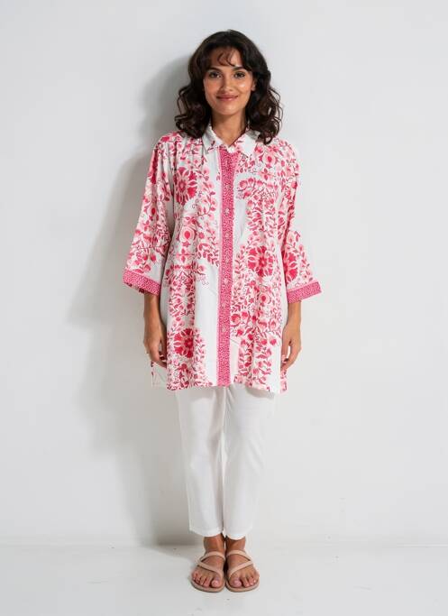 Tunique manches longues col chemisier rose POMODORO femme