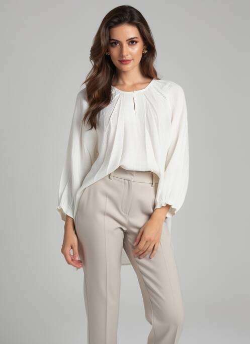 Blouse col rond manches 3/4 beige CISO femme
