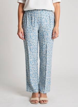 Pantalon droit tissage crêpe taille normale bleu POMODORO femme