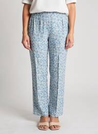 Pantalon droit taille élastique taille normale bleu POMODORO femme
