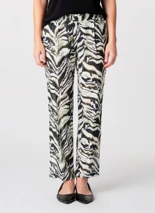 Pantalon droit tissage crêpe taille normale noir POMODORO femme